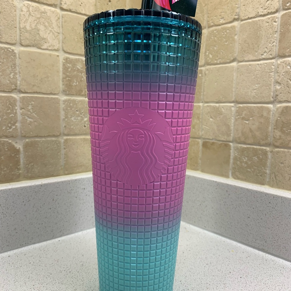 NEW Starbucks Cold Cup | 24 oz | Ombre Gradient from Teal, Pink & Greenish Blue